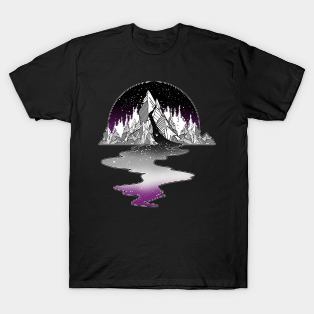 Asexual Flag Mountain River T-Shirt by Psitta